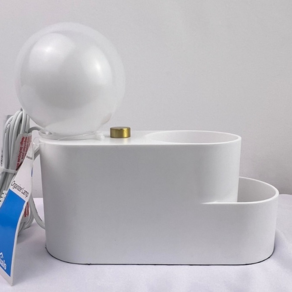 Room Essentials LED Organizer Lamp White Desk Lamp Storage Cup Touch Dimmer
